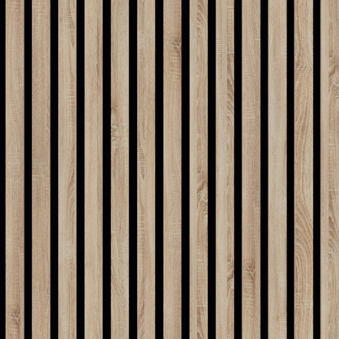 Échantillon de finition Sonoma pour panneau mural acoustique à lattes de bois 278x60 cm